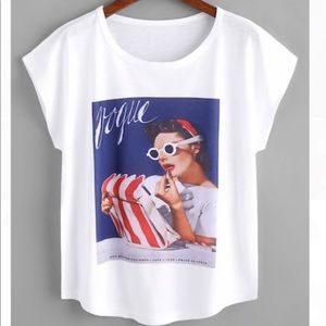 Vogue graphic short sleeve dolman t-shirt